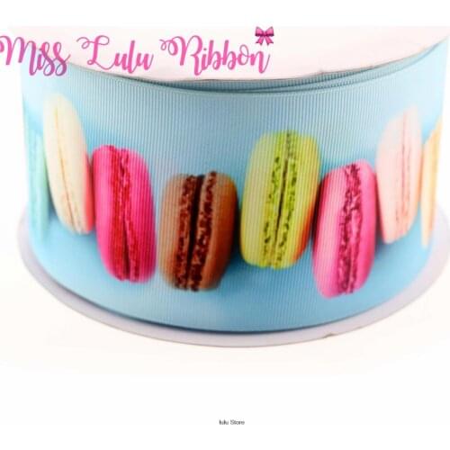6mm-75mm Macaron printedribbon sugar candy grosgrain ribbon 22mm 25mm 38mm diy handmade hair bows 50 yards MD161209-25-6085