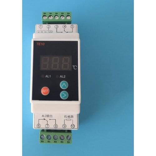 AC90~260V -40~110℃ Din Rail Thermostat Sensor 2 Way Relay Output Temperature Alarm Controller NO NC COMMON Output 7A/250VAC