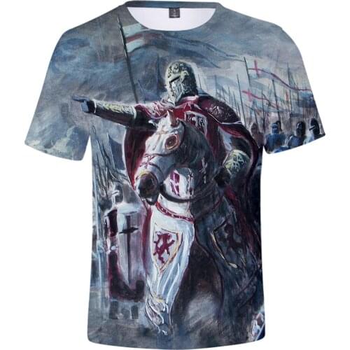Aikooki New Knights templar 3D T shirt Men/women Fashion Tshirts Cool Casual Short Sleeve T shirts Boys/girls Tees O-Neck Tops