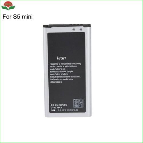ISUN 100% original quality 2100mah battery for Samsung Galaxy S5 mini EB-BG800BBE battery SM-G800 G800F G800H G870 S800F battery