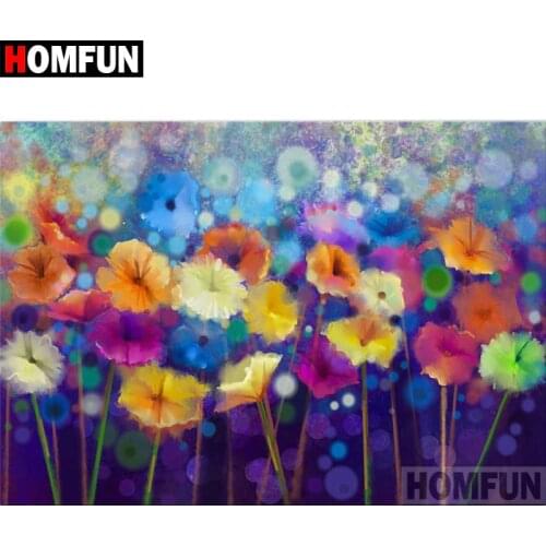 HOMFUN Full Square/Round Drill 5D DIY Diamond Painting "Colored flower" 3D Diamond Embroidery Cross Stitch Home Decor A18514