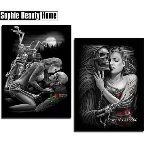 DIY 5D Diamond Mosaic Skull and Beauty Handmade Diamond Painting Cross Stitch Kits Rhinestones Diamond Embroidery Pattern 187357