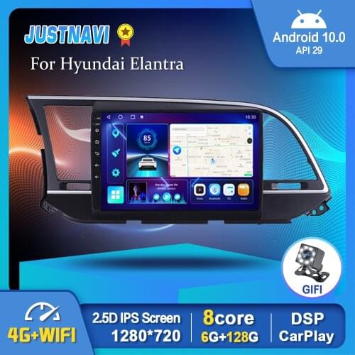EKIY 6G 128G Car Radio Android 10.0 Multimedia For Hyundai Elantra 2015-2019 Carplay Auto DSP GPS Navigation BT 1280*720P 9" OBD