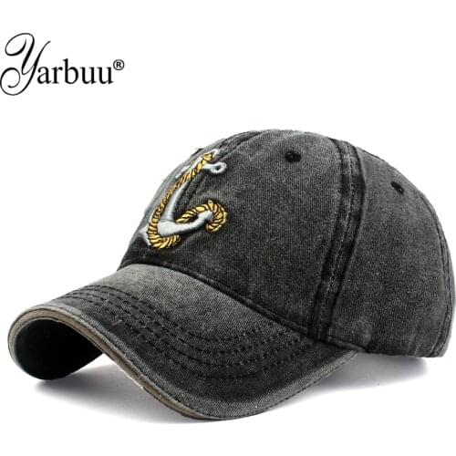 [YARBUU] Denim washed baseball cap couples hat Man Woman pure cotton baseball caps do old pirate ship anchor gorras wash cap