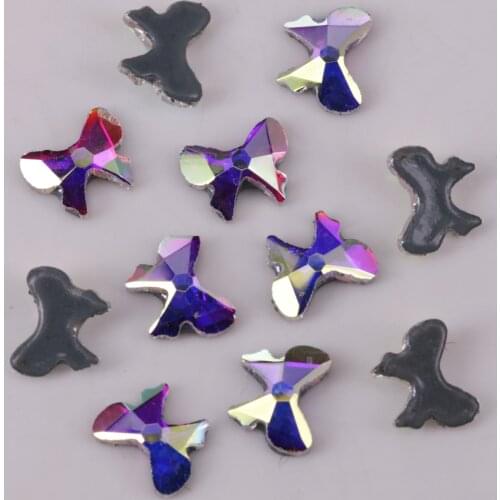 Lead Free High Quality 5.5x7mm, 7x9mm New Butterfly Crystal AB Flat Back Hotfix Rhinestones / Iron On Flat Back Crystals
