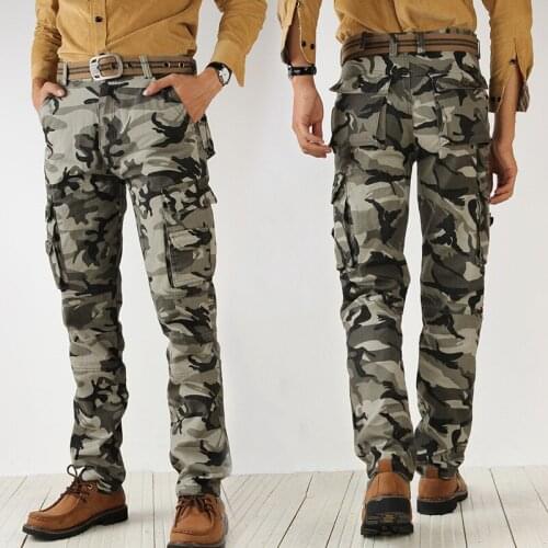 Male Cargo Pants Tactical Men Combat SWAT Army Military Pants Many Pockets Trousers Sweatpants Camo Woodland Field Hunter