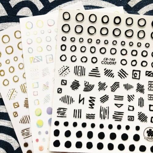 CB series CB-140 Black White Gold Silver letters 3d nail art stickers decal template diy nail tool decorations