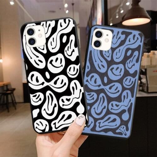 Trippy Twisted Smiley Face Phone Case for iPhone 6s 7 8 plus SE 2020 12 mini 11 pro max X XR XS Max Soft Silicone Cover Fundas