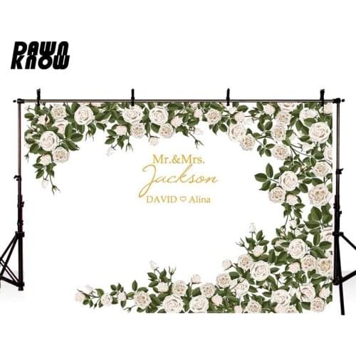 DAWNKNOW Valentines Day Photography Background Flower Wall Photographic Backdrops Couples Wedding Photocall Photo Studio G766