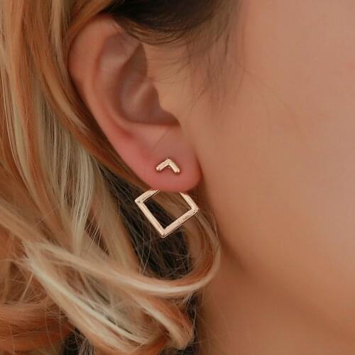 ES1349 Fashion Jewelry Cute Triangle Earrings Simple Women Square Earrings Stud Unique Design Small Geometric Earrings Gift