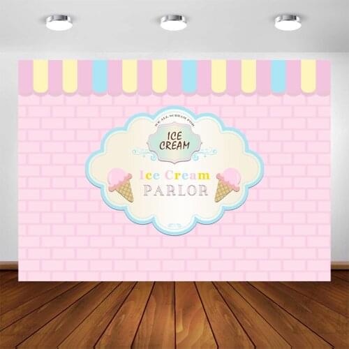 Ice Cream Backdrop for Photography Ice Cream Parlor Birthday Party Background Decorations Ice Cream Party Kid Photocall Booth