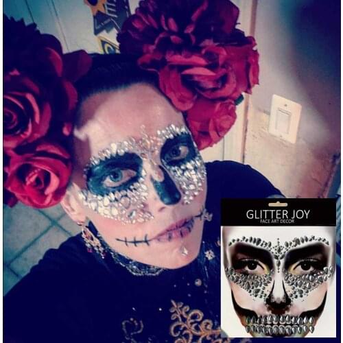 HFG10 1Pc Clear Carnival Temporary Rhinestone Tattoo Stickers Face jewels Gems Festival Party Makeup Body Art