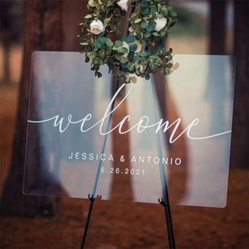 Personalised Custom Wedding Signs Acrylic Welcome Sign Clear Welcome to our Wedding Sign Rustic Modern Wedding Decor Party