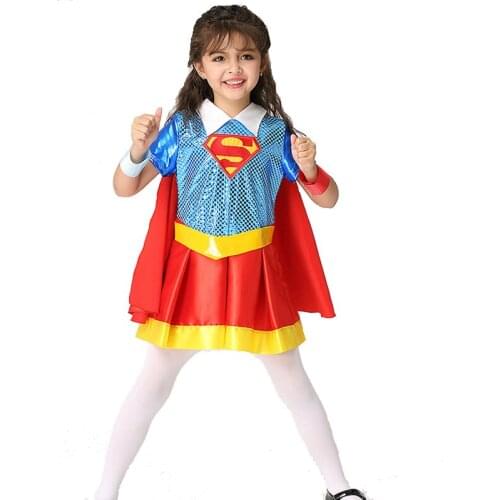 Girl Carnival Purim Super Girl Costume Halloween League Superhero Cosplay Fancy Party Dress