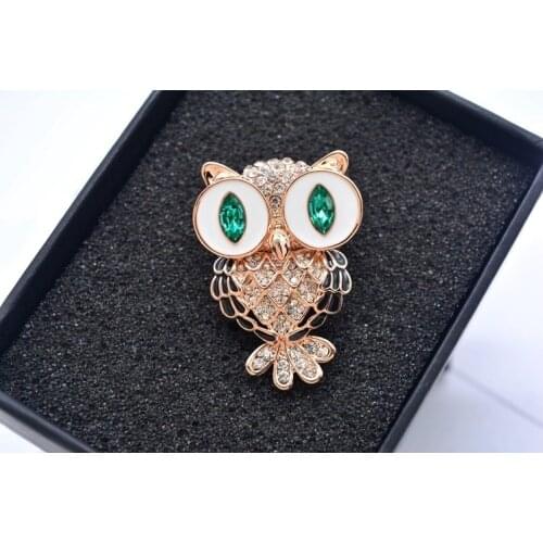 2019 Hot New personality cute oil owl brooch Crystal from Austrian Men and women same-style pin brooch accessories