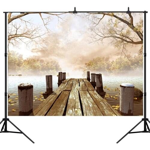 Lyavshi backdrop for photographic studio Autumn Trestle lake Fallen leaves wedding background fotografia new design photocall