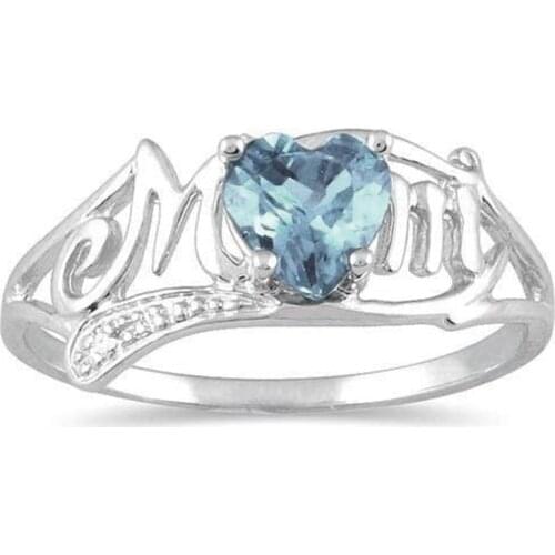 Milangirl Luxury Female Love Heart Ring Romantic MOM Letter Engagement Ring Mothers Day Wedding Rings For Women