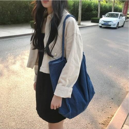 Fashion South Koreas East Gate With Chic Style Simple Versatile Classic Washed Denim HandBag Single Shoulder Large Capacity