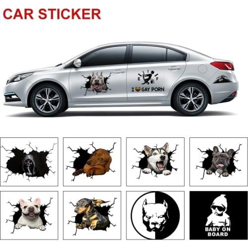 10pcs Car Sticker FAKE TAXI Decal Cute Pet Dog Sticker 3D Big Eyes Sticker Pull Fuel Tank Pointer Sticker Car Accessories