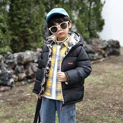 New 1-5 Years Thicken Childrens Down Padded Jacket Boys and Girls Camouflage Double-sided Winter Down Cotton Coat