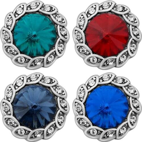 New Fashion Rhinestone Rotating style metal 18mm snap buttons 6colors fit 18mm snap jewelry wholesale KZ3297