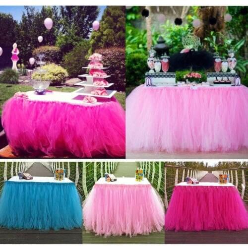 New Product Christmas Birthday Table Skirt Wedding Party Tulle Table Skirt Home Decoration Princess Fairyland Table Skirt