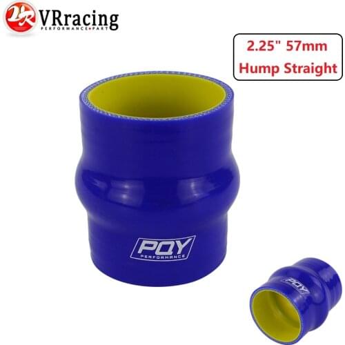 VR - Blue & Yellow 2.25" 57mm Hump Straight Silicone Hose Intercooler Coupler Tube Pipe With PQY Logo VR-HSH00225-QY