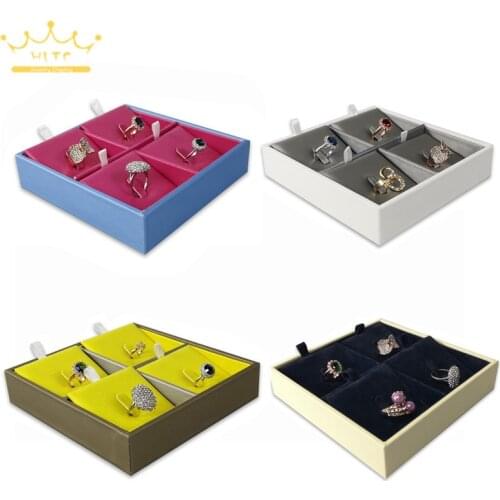 Jewelry Ring Display Holder Rings Tray PU Leather Colorful Display Tray Trinket Box Accessories Organizer for Rings