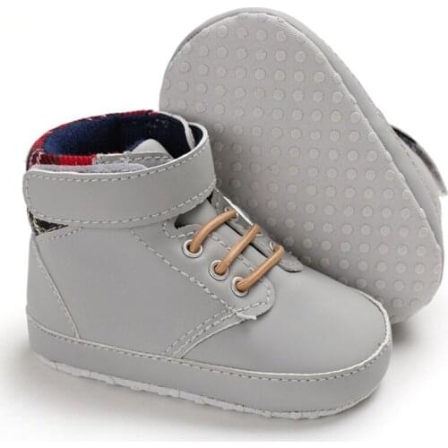 Autumn Baby Boys Boots Patchwork Anti-Slip PU Sneakers Toddler Soft Soled First Walkers 0-18M