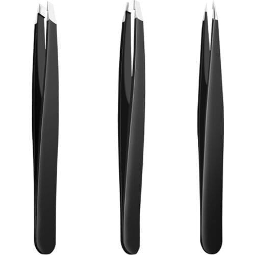ELECOOL 3 pcs/Set Eyebrow Tweezers Stainless Steel Face Hair Removal Eye Brow Trimmer Eyelash Clip Slant Tip Makeup Tools