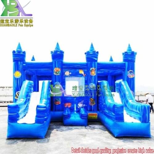 Under Sea Inflatable Blue Combo With Detachable Pool For Children Backyard Use