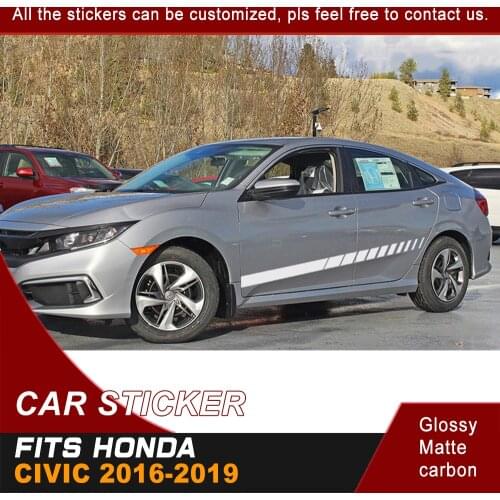 Fit For HONDA CIVIC 2019-2016 Car Decals Car Body Side Door Stripe Racing Styling Graphic Vinyl Decorative Car Stickers Custom