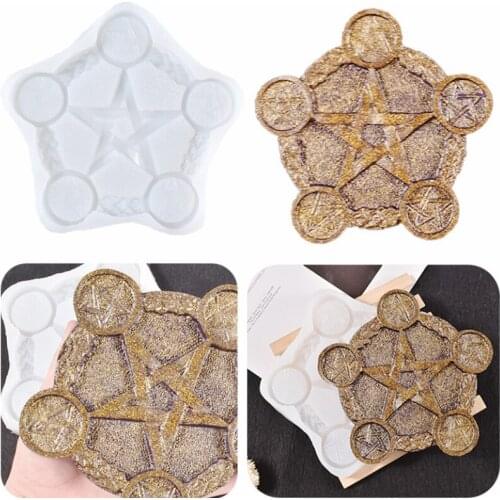 Diy Charms Handmade Candle Holders Silicone Mold Jewelry Fillings Pendant Accessory Pentagram Epoxy Resin Divination Mould Craft