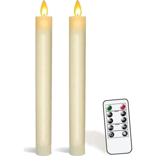 6pcs moving dancing wick LED Taper remote controlled w/timer Function Stick Candles Xmas Wedding Table Room party decor-Yellow