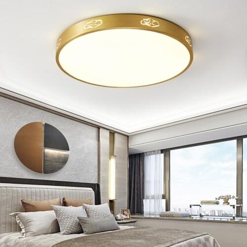 All copper bedroom lamp simple personality master bedroom study hallway post modern light luxury ultra-thin led ceiling lamp