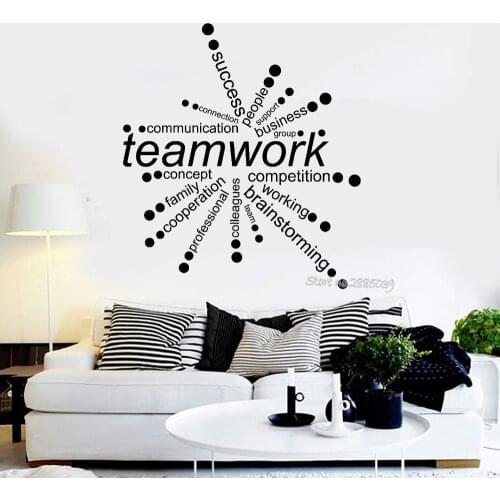 Teamwork Words Quote Vinyl Wall Decals Office Decor Business Decal DIY Self-Adhesive Wall Stickers Removable Art Wallpaper LA528