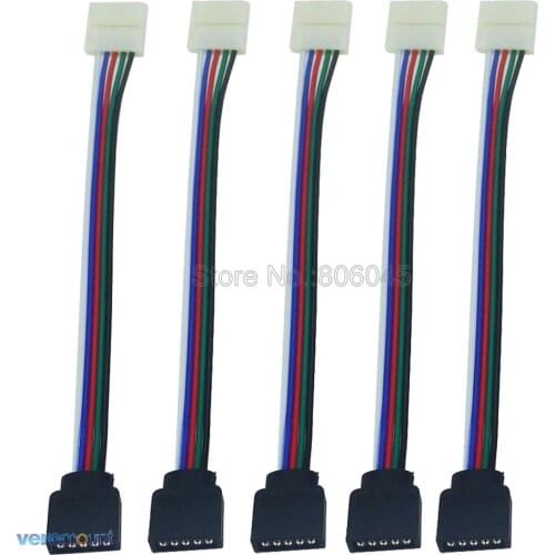 RGBW LED Strip Connector 5Pin Female Connector + 12mm Welding Free Connector 15cm Wire Cable For 12mm 5050 RGBWW LED Strip