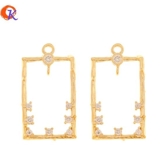 Cordial Design 20Pcs 13*24MM Jewelry Accessories/DIY/Hand Made/Rectangle Shape/Genuine Gold Plating/Earring Findings/CZ Charms