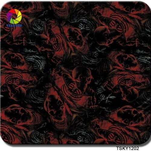 TSAUTOP Size 0.5m x 20m hydrographic dipping and water transfer printing film skull hydro dip film WDF1202