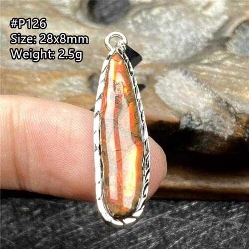 Top Natural Red Ammonite Ammolite Necklace Pendant Jewelry For Women Men Healing Luck Stone Crystal 28x8mm Beads Silver Gemstone
