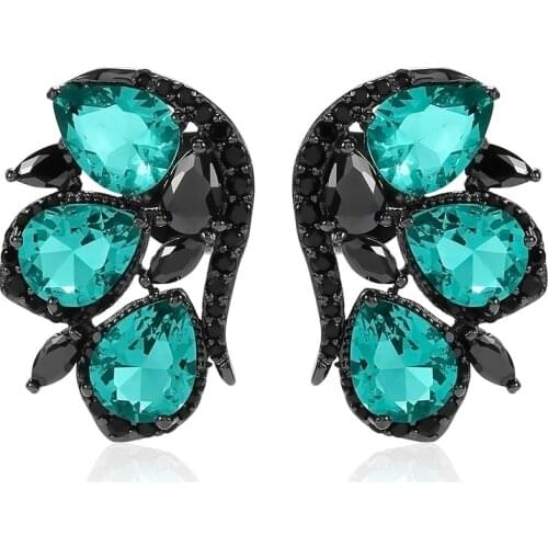 KOSE Vintage Caribbean Blue Crystal Stud Earrings for Women Fashion Jewelry 2021 Wedding Party Gift Large Big Size