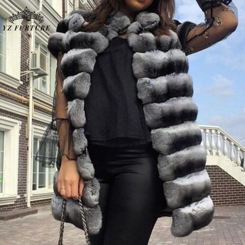 2021 New Winter Women Real Fur Natural Chinchilla Rex Rabbit Vest Overcoats Full Pelt Rabbit Fur Vest Genuine Leather Outwear