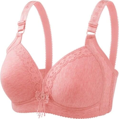 Women Cotton Thin Cup Lingerie Bras Bras Push Up Solid Color Underwear Wire Free Soft B C Cup For Big women