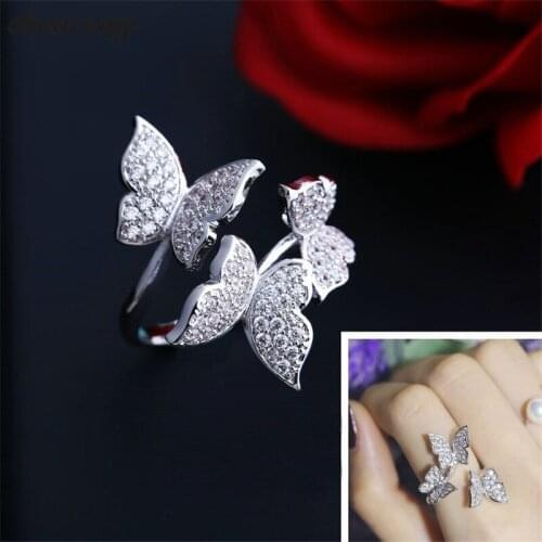 Choucong Charm Daily Butterfly Ring 925 sterling Silver AAAAA Zircon cz Engagement Wedding Band Rings For Women Bridal Jewelry