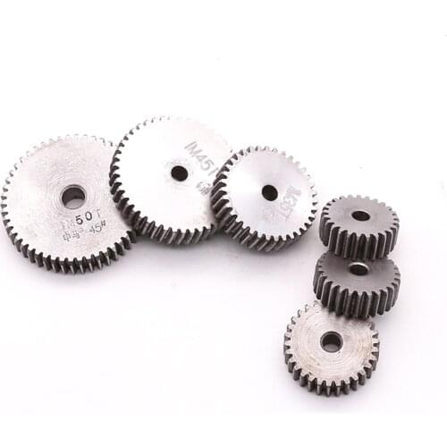 1 Module Spur Gear 28 29 30 31 32 35 36 40 45 50 60 90 100 Teeth No Steps 10mm Thickness Metal Transmission Gear 1pcs
