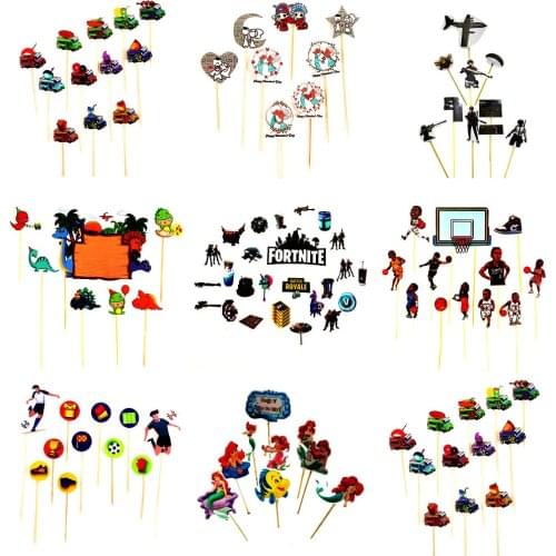 Baby Shower Birthday Party Mermaid Theme Cake Topper Kids Favors Football Decorate Mermaid Sofia Princess Cupcake Toppers 1Pack