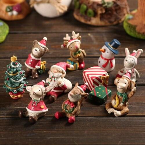 10 kinds Zakka Christmas Tree Deco Creative Micro-landscape Animal Flowerpot Resin Craft Gift Home Decoration