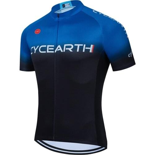 2021 Team Summer Bike Shirt Mens Cycling Jersey CYCEARTH Short Sleeve Sportswear Maillot Ciclismo MTB Breathable Clothing