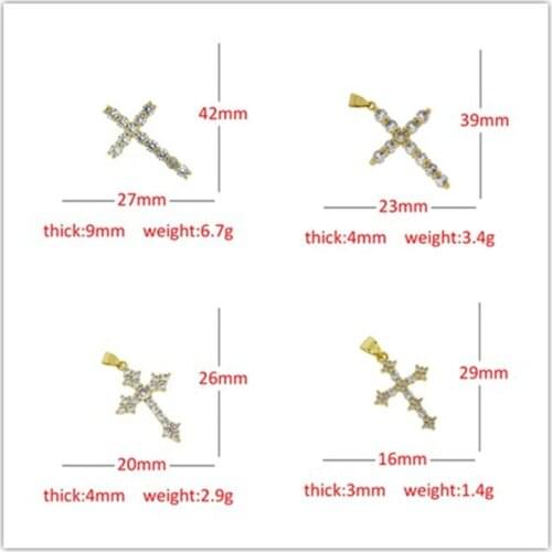 3pcs pave white crystal cubic zircon cz religious cross jewelry findings gold charm pendant for DIY making necklace wholesale