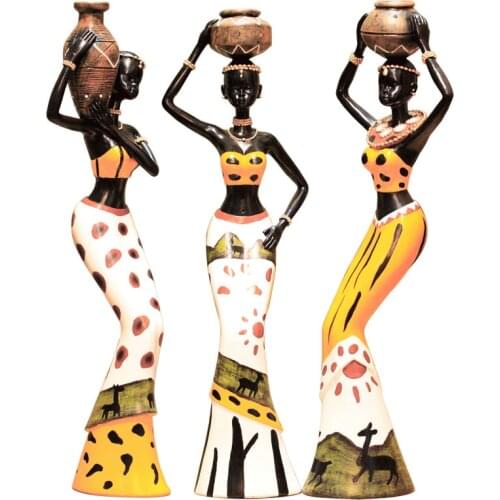 3pcs/lot 6*5*20cm african woman people ornaments home decoration accessories craft Statue